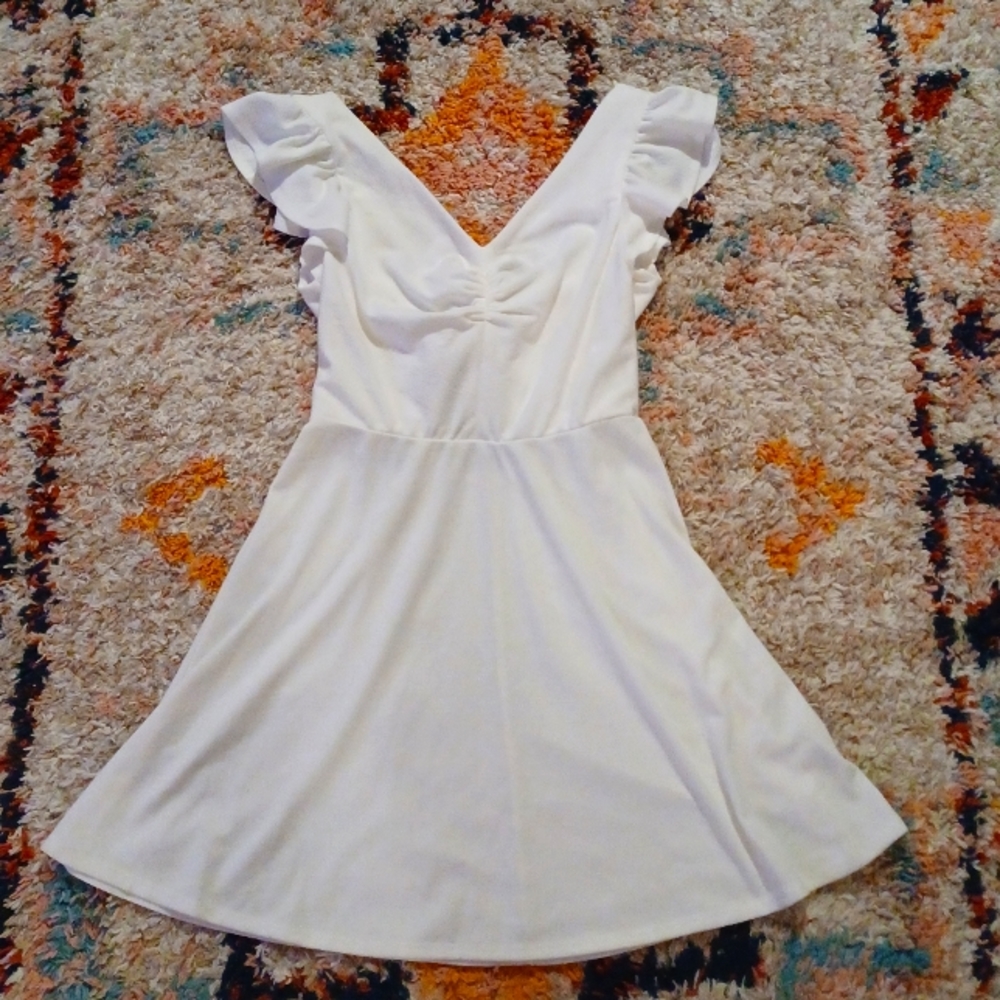 FINAL PRICE Lily White Ruffle Sleeve Tie Back Dress